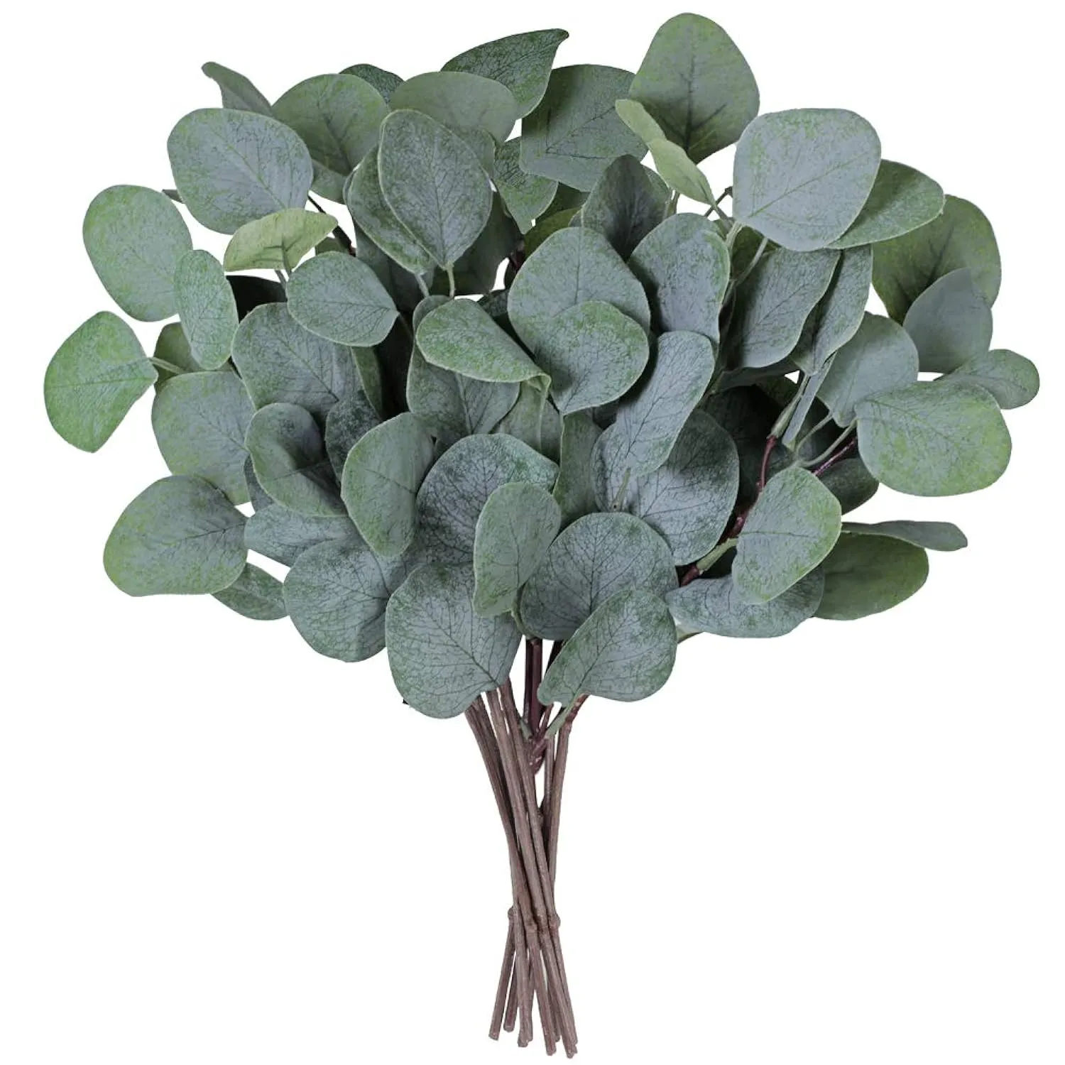 10 Pcs Fake Eucalyptus Leaves Stems Bulk Artificial Silver Dollar Plant In Gre