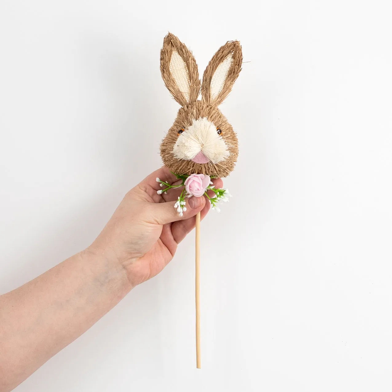 13" Easter Bunny Natural Sisal Head Pick