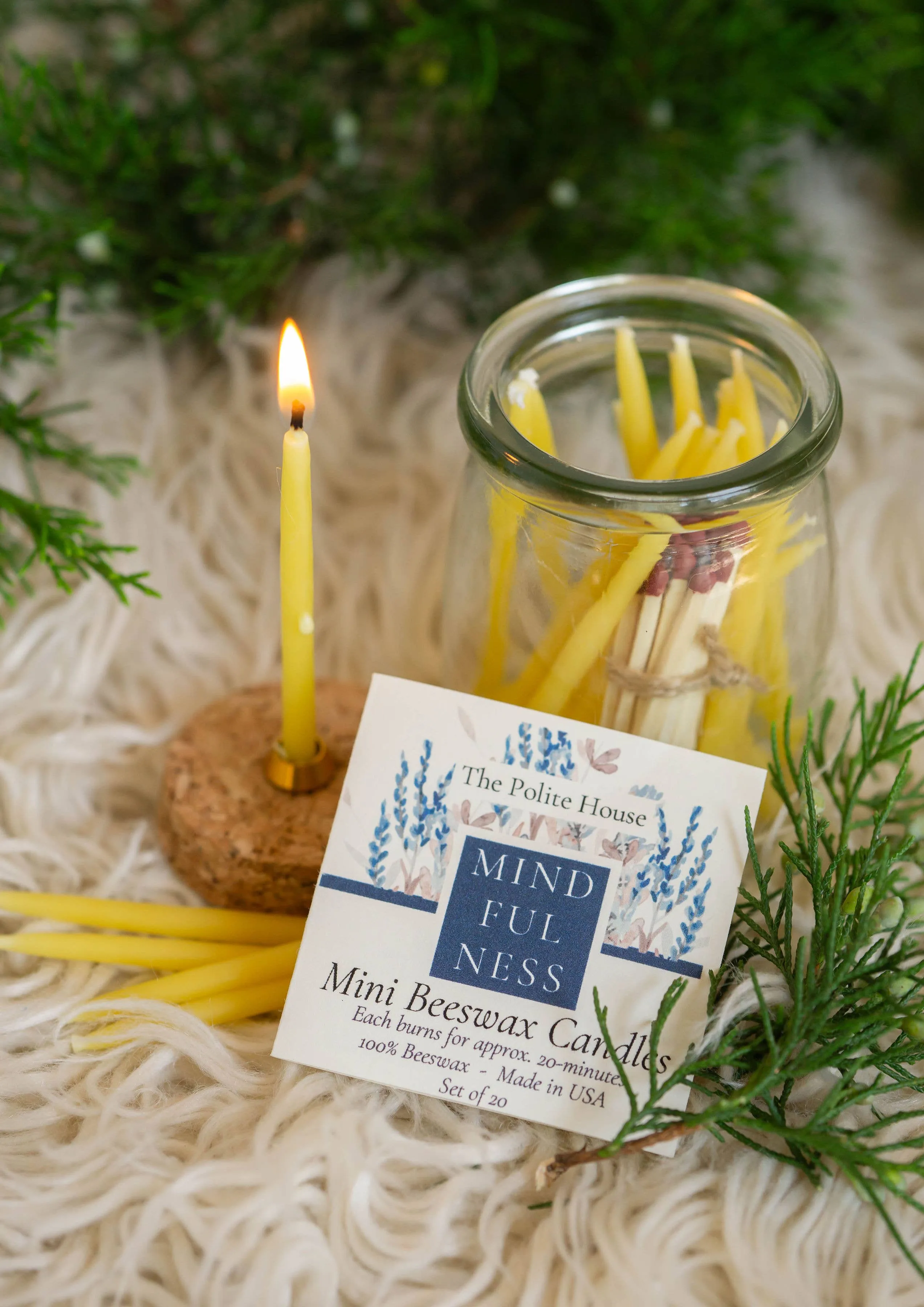 20-Minute Beeswax Candles for Mindfulness (Set of 20)
