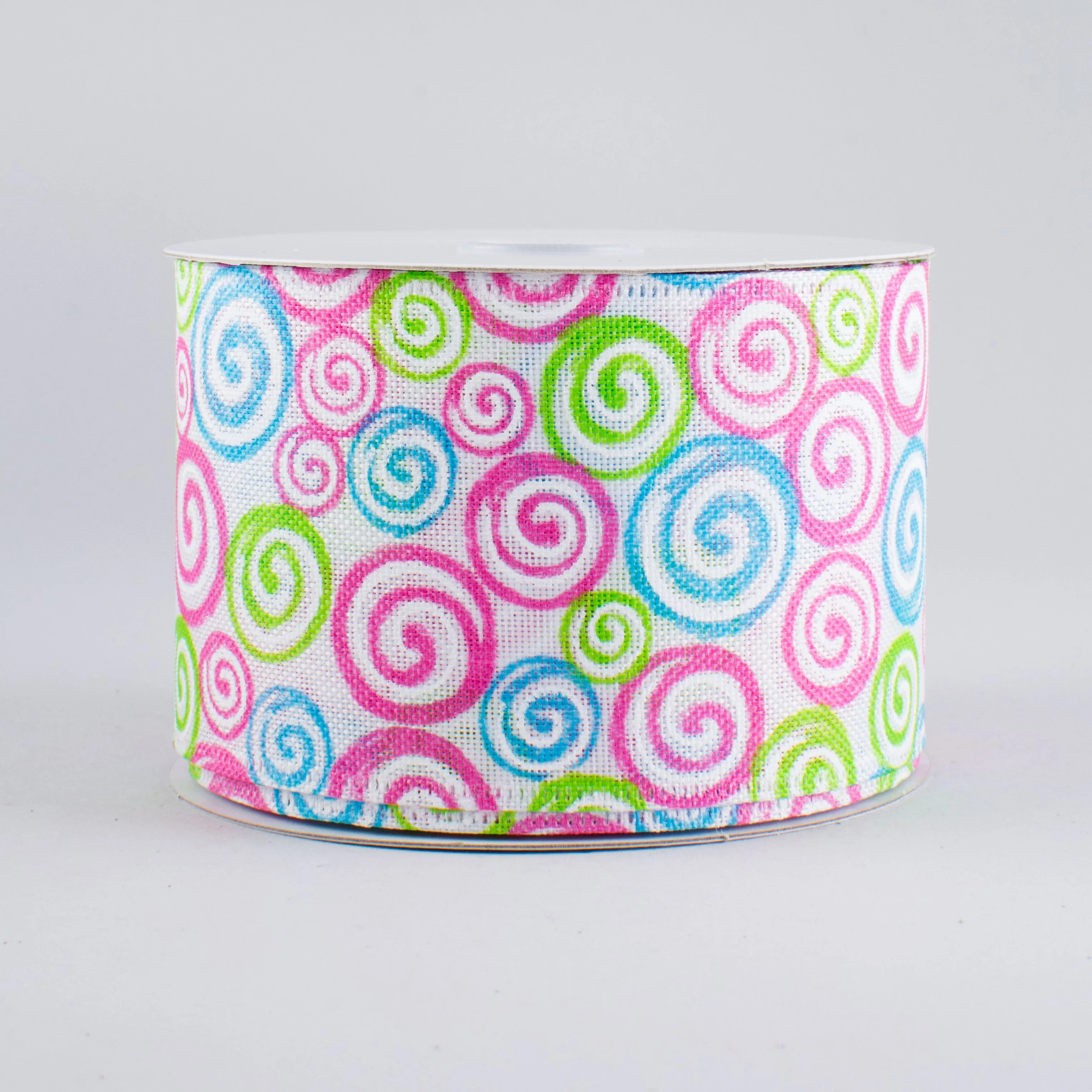 2.5" Swirls Ribbon: Pink, Lime, Blue (10 Yards)