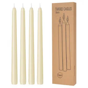 4 Pack Ivory Taper Candles - Taper Candles 10 Inch Dripless, Smokeless & Unscented - 8 Hours Long Burning - Hand Poured Tall Candlesticks - Ideal for Weddings, Dinner Parties, and Home Decor