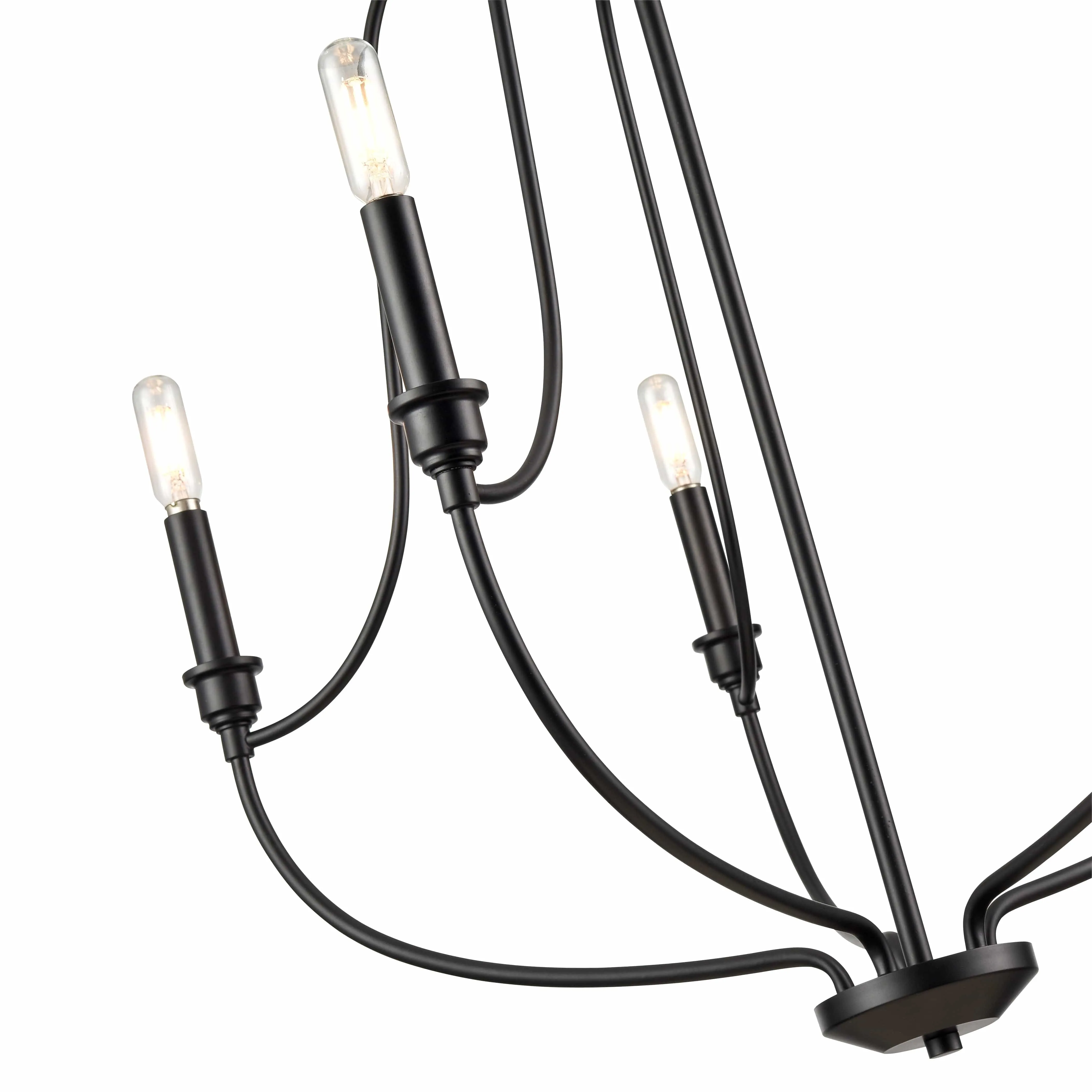 5 Lamps Senoia Chandelier - Matte Black - 25in Diameter - E12 Candelabra Base