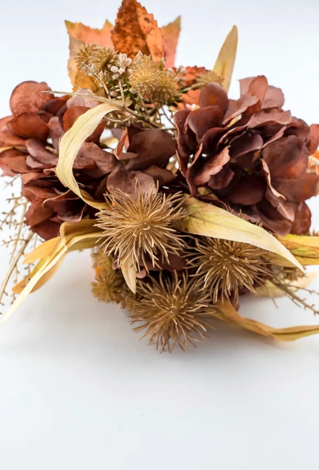 Autumn hydrangea blossom and mixed greenery bundle