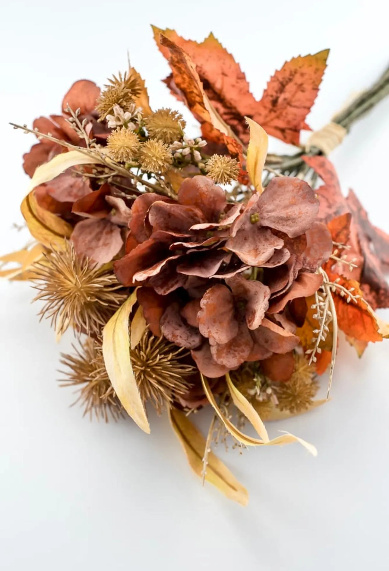Autumn hydrangea blossom and mixed greenery bundle