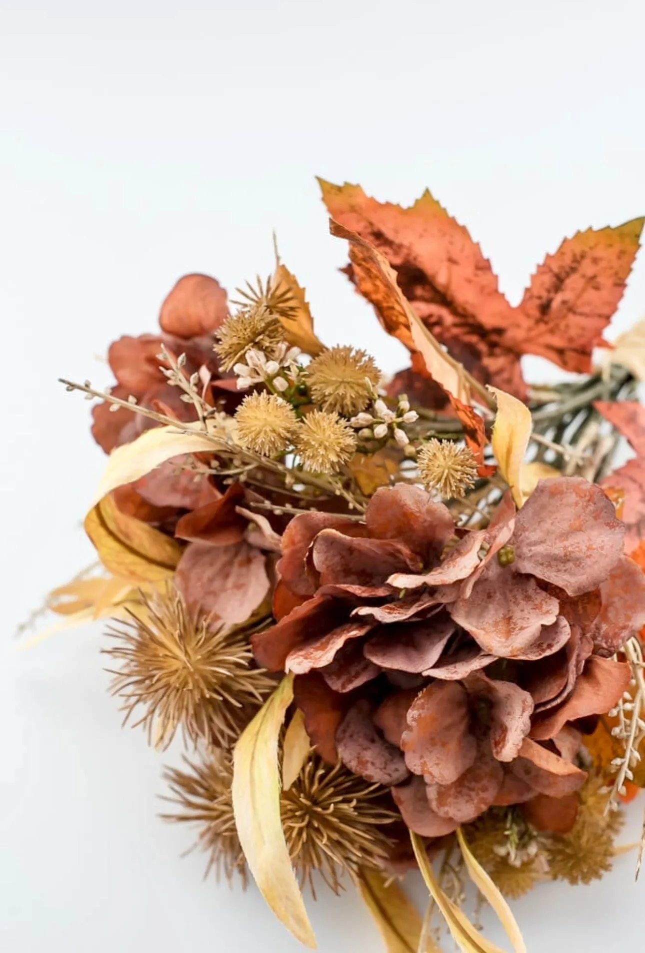 Autumn hydrangea blossom and mixed greenery bundle