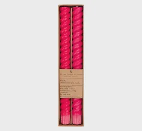 British Colour Standard Spiral Solid Oriental Red Dinner Candles - 2 per pack