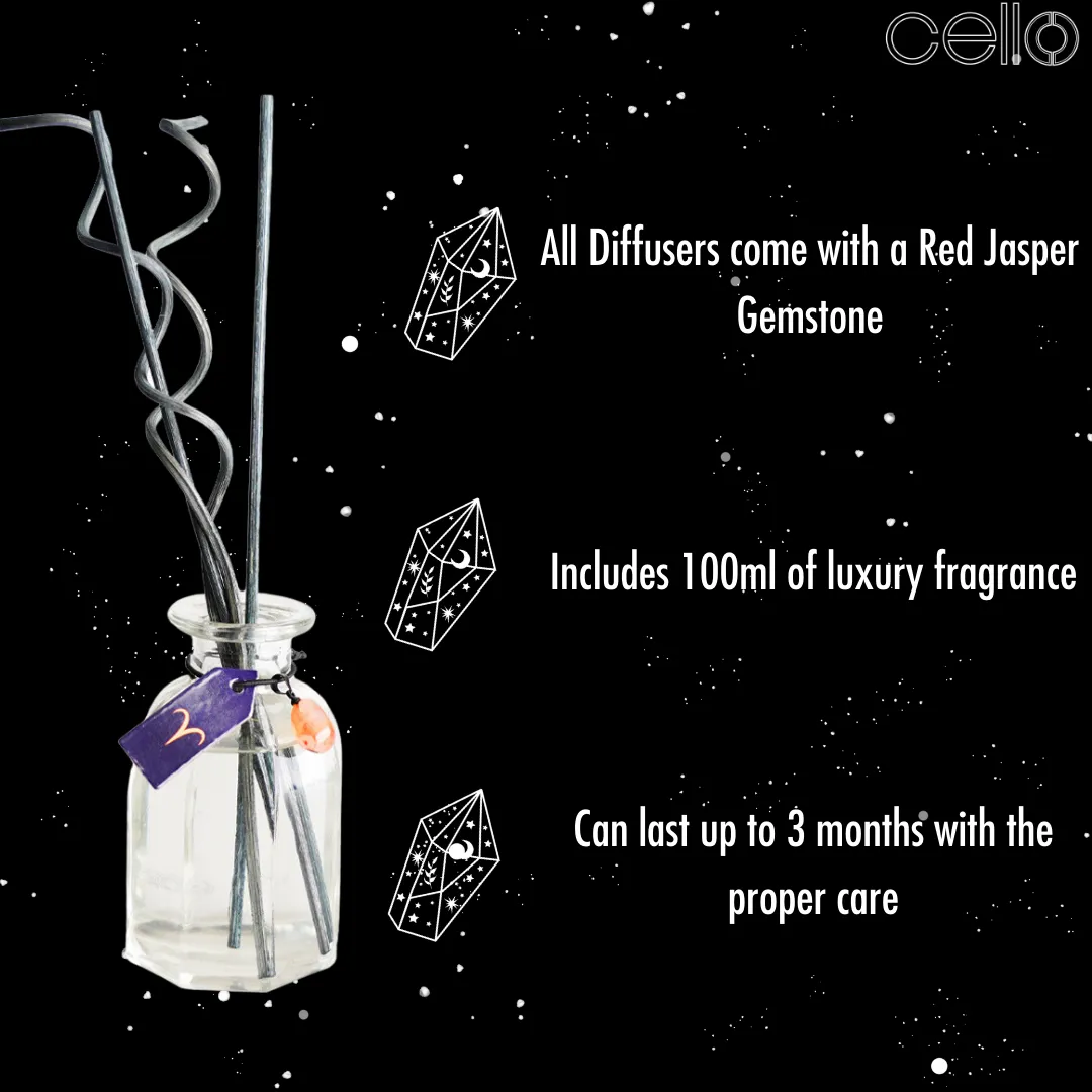 Cello Zodiac Reed Diffuser - Aries with Red Jasper - Ephemeral Breeze