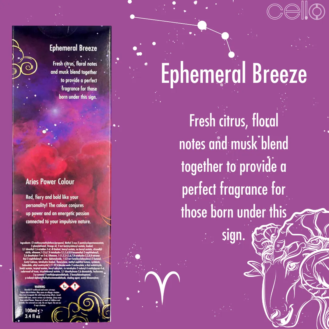 Cello Zodiac Reed Diffuser - Aries with Red Jasper - Ephemeral Breeze