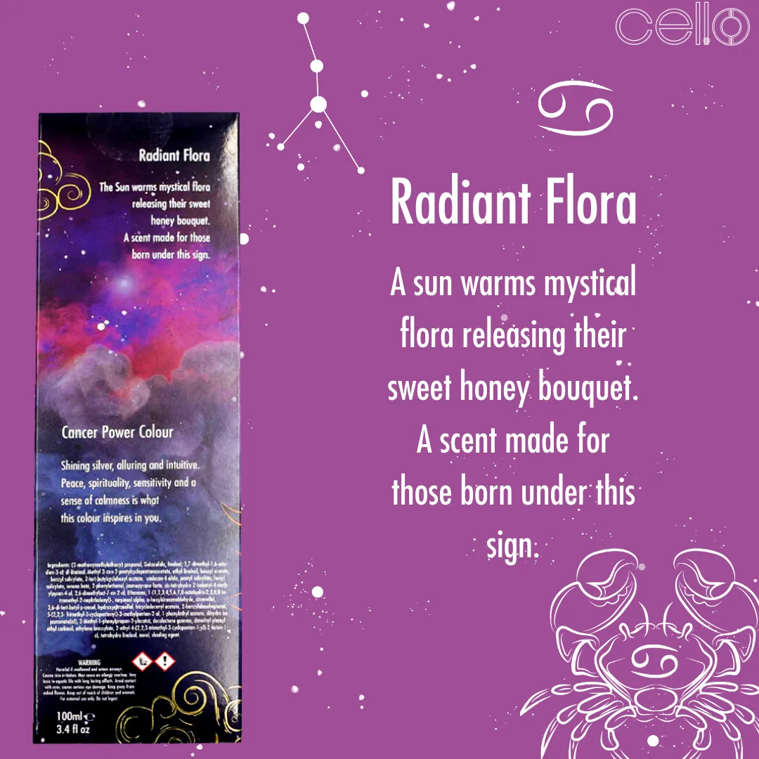 Cello Zodiac Reed Diffuser - Cancer with Clear Quartz - Radiant Flora