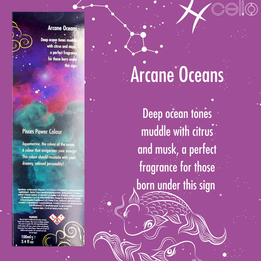 Cello Zodiac Reed Diffuser - Pisces with Aquamarine - Arcane Oceans