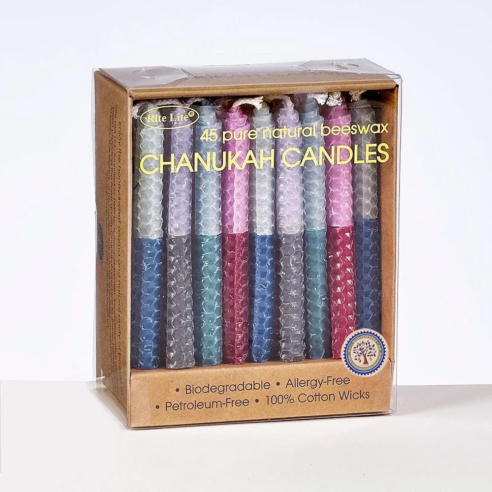 Chanukah Candles,handrolled Honeycomb Beeswax,multi,45/paper Box