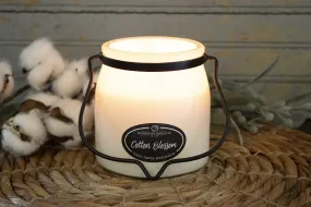 Cotton Blossom candle in 16oz creamery butter jar