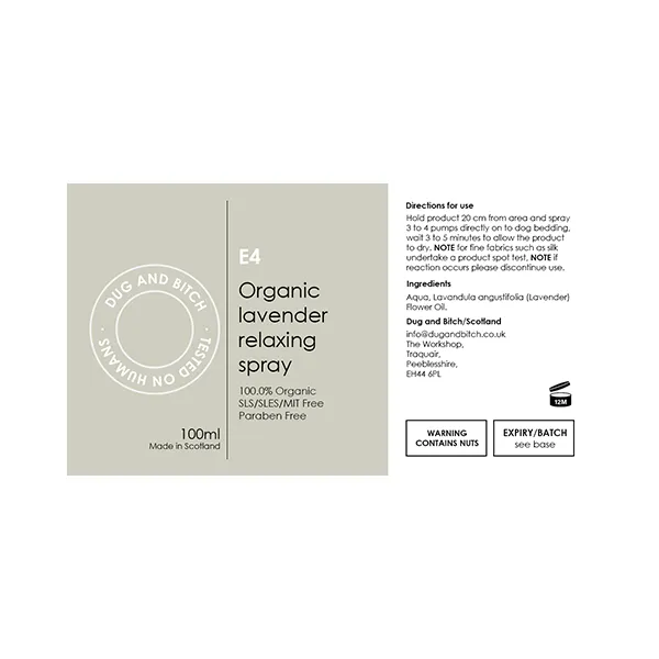 E4 - Organic lavender relaxing spray.