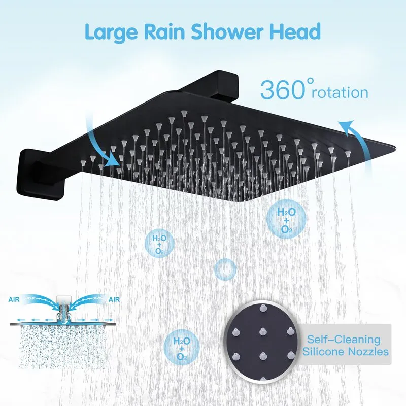 FaucetWorld - Rainfall Shower Systems with 6 Body Jets Wall Mounted