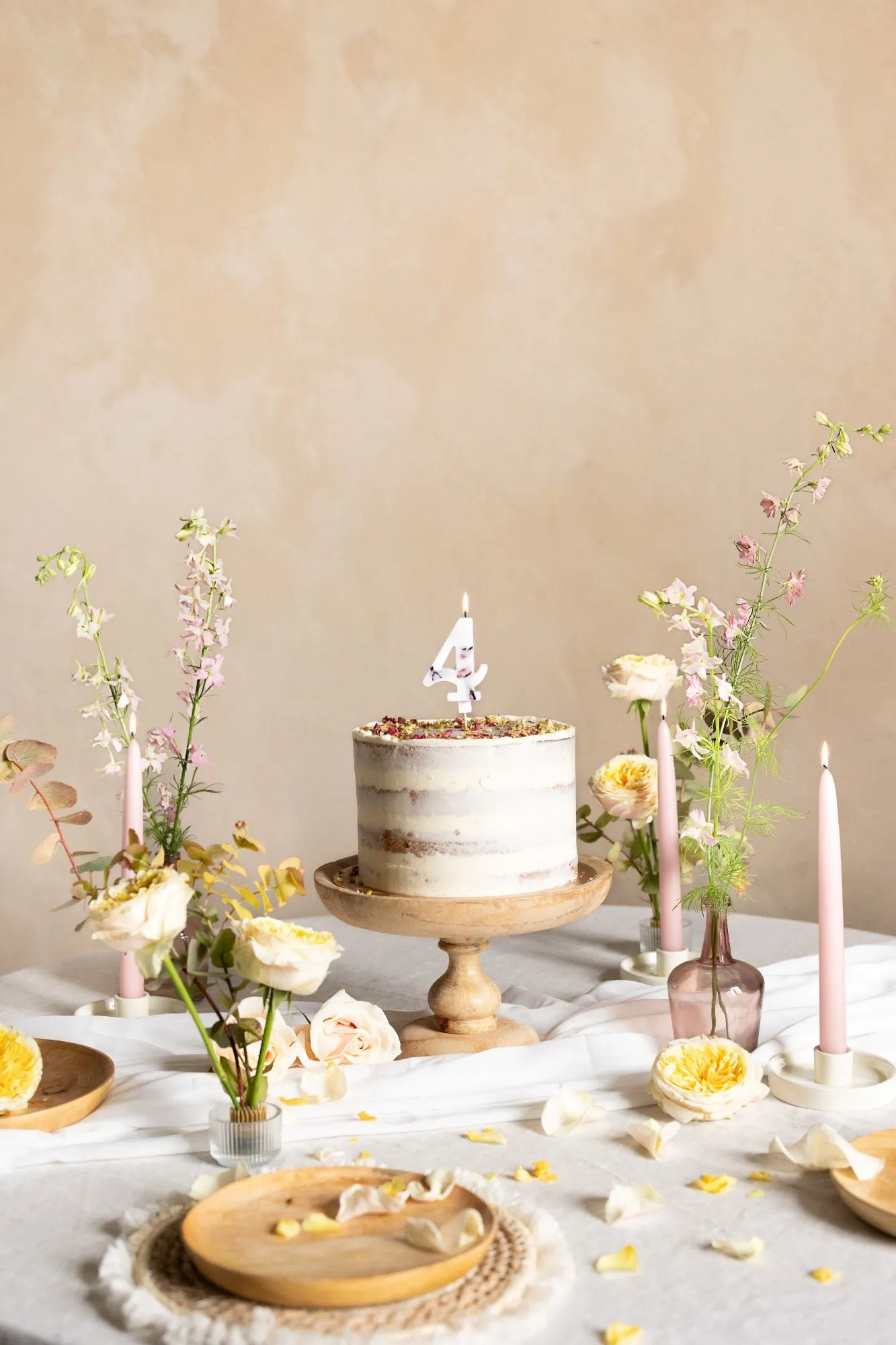 Flower Petal Number 4 Birthday Candle