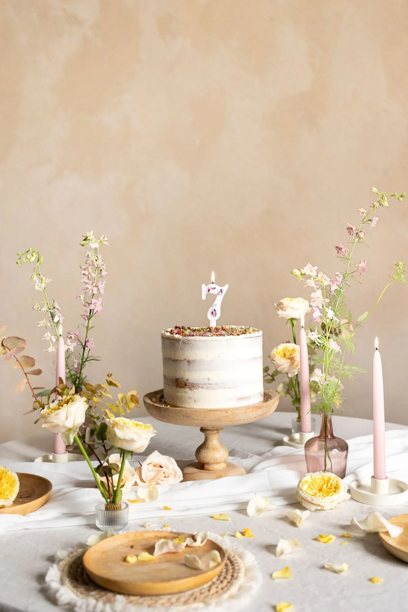 Flower Petal Number 7 Birthday Candle