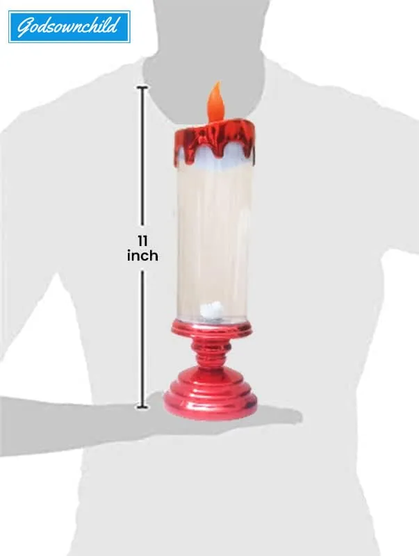GodsOwnChild Sensory Glitter Glow Day/Night Candle | Colour Changing LED with Simmering Effect | Calming Anti-Anxiety Product | Recommended for Special Need Individuals | 11 Inch (Red Body)