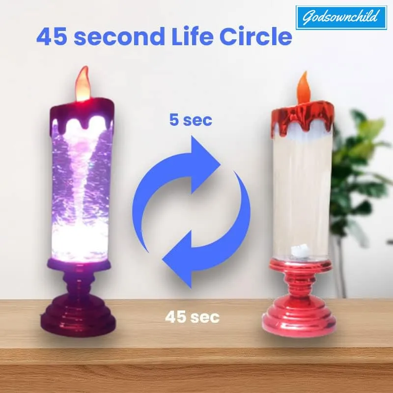 GodsOwnChild Sensory Glitter Glow Day/Night Candle | Colour Changing LED with Simmering Effect | Calming Anti-Anxiety Product | Recommended for Special Need Individuals | 11 Inch (Red Body)