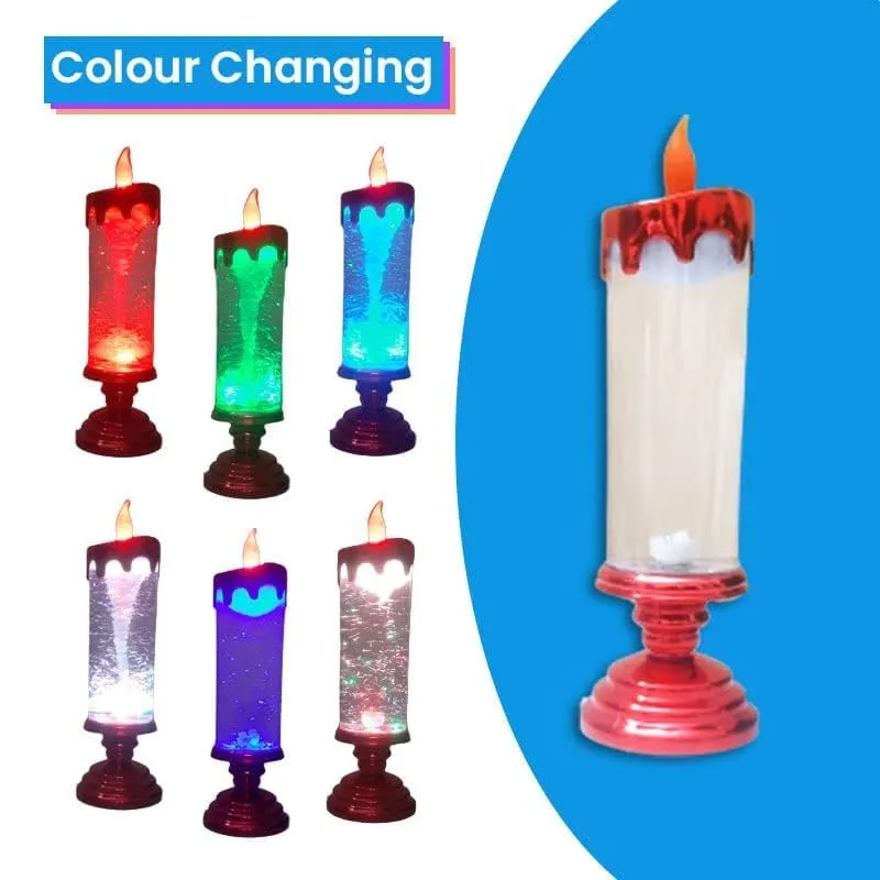 GodsOwnChild Sensory Glitter Glow Day/Night Candle | Colour Changing LED with Simmering Effect | Calming Anti-Anxiety Product | Recommended for Special Need Individuals | 11 Inch (Red Body)