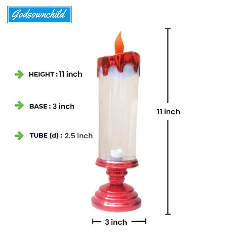 GodsOwnChild Sensory Glitter Glow Day/Night Candle | Colour Changing LED with Simmering Effect | Calming Anti-Anxiety Product | Recommended for Special Need Individuals | 11 Inch (Red Body)
