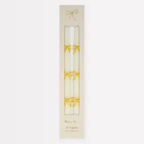Gold Bow Taper Candles, 2 Count