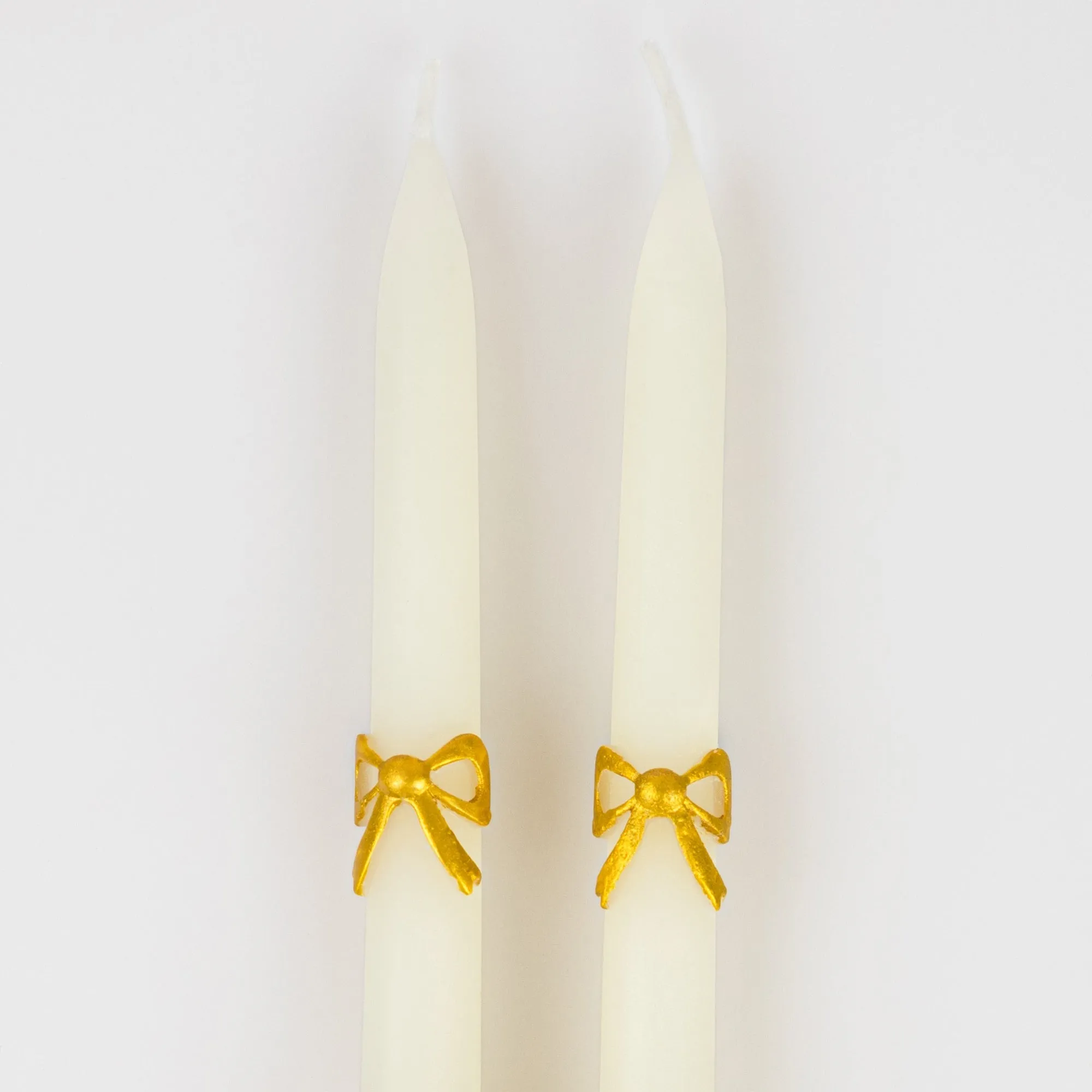 Gold Bow Taper Candles, 2 Count
