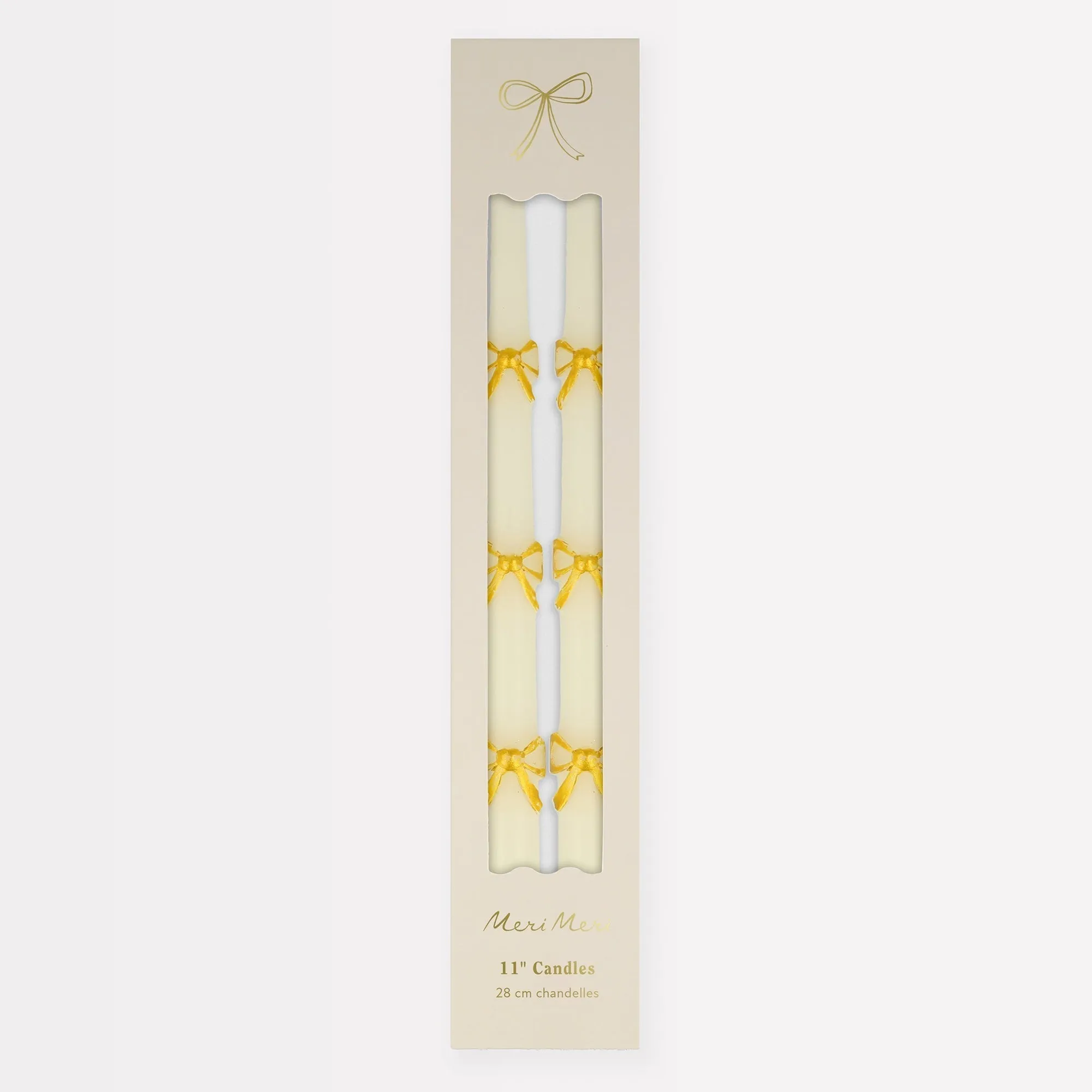 Gold Bow Taper Candles, 2 Count