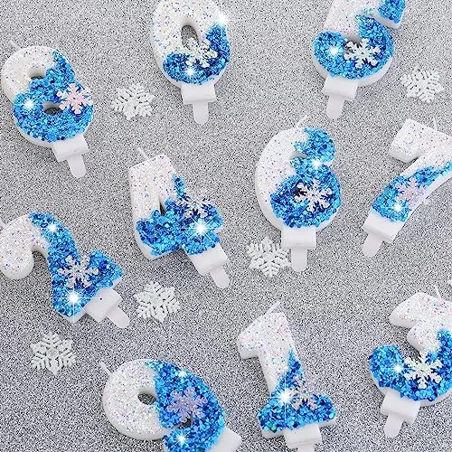 Herdear Birthday Candles Number Candle 10 Pcs Long Thin Candles for All Birthdays Containing The Number Birthday Cake Wedding Anniversary Party Decorations Snowflake Candle (Number 3)