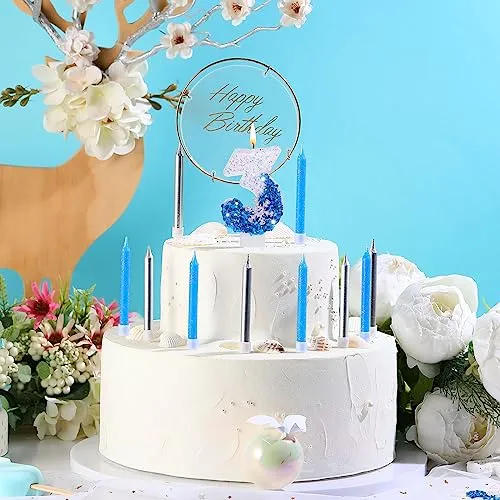 Herdear Birthday Candles Number Candle 10 Pcs Long Thin Candles for All Birthdays Containing The Number Birthday Cake Wedding Anniversary Party Decorations Snowflake Candle (Number 3)