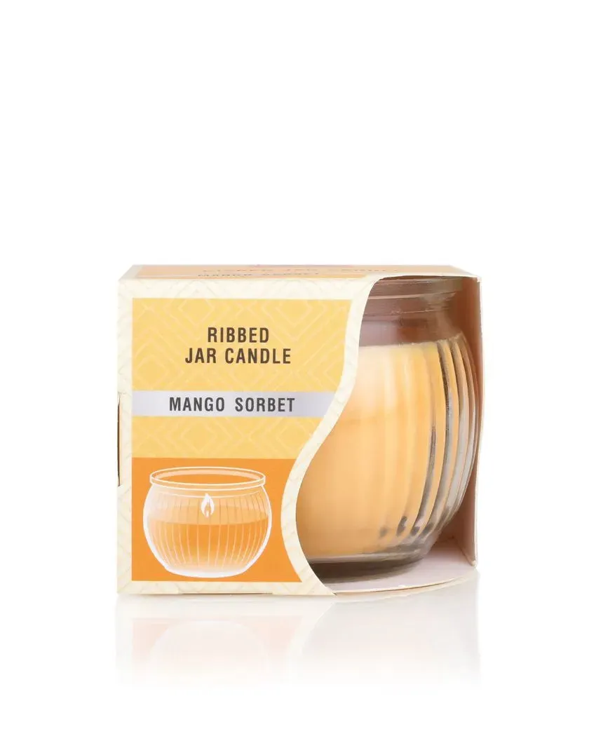 Home fragrances Ribbed Jar Candles | 110G | Set of 4 | Multiple Fragrances | 7.6 x 7.6 cm / 3 x 3 inches