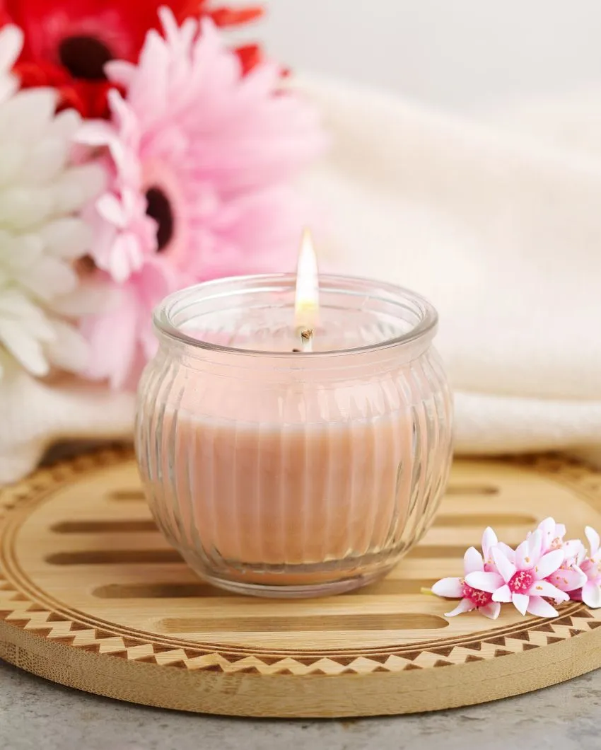 Home fragrances Ribbed Jar Candles | 110G | Set of 4 | Multiple Fragrances | 7.6 x 7.6 cm / 3 x 3 inches