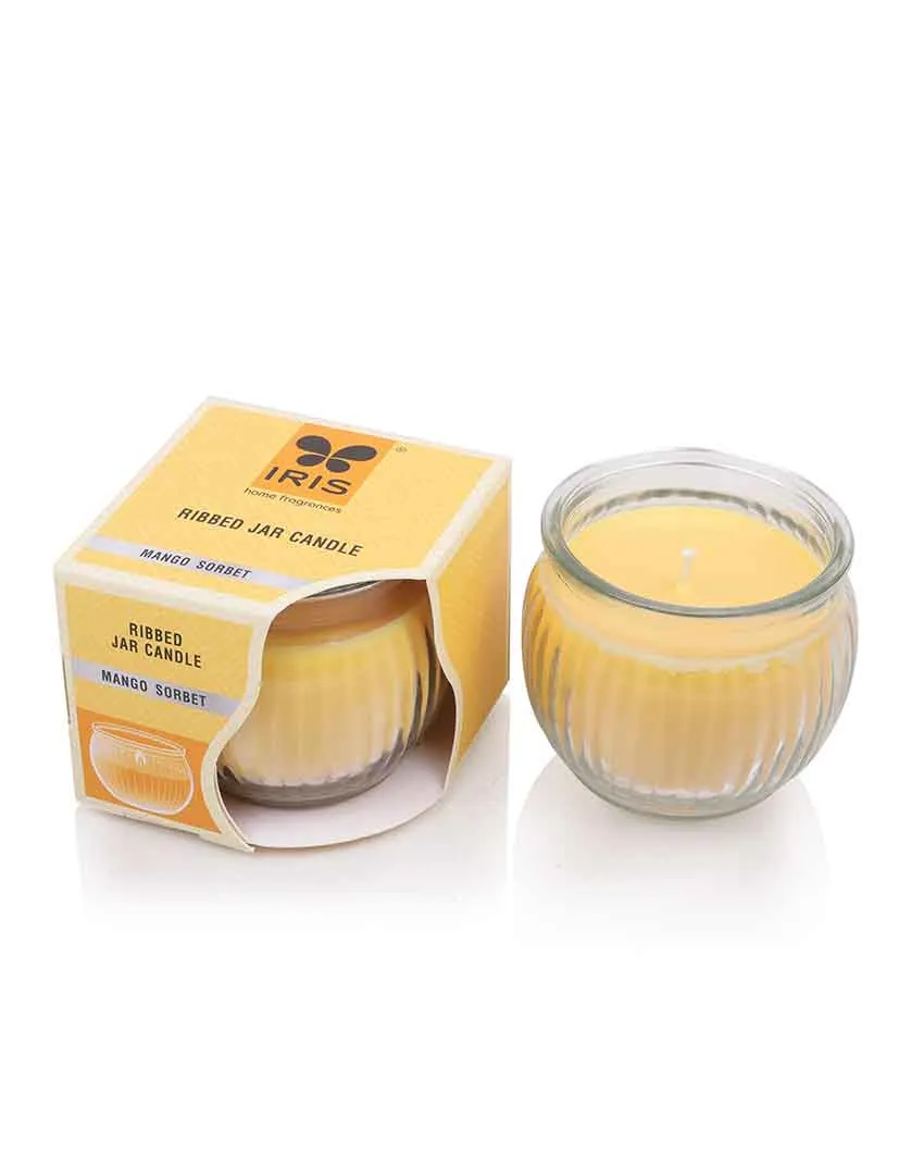 Home fragrances Ribbed Jar Candles | 110G | Set of 4 | Multiple Fragrances | 7.6 x 7.6 cm / 3 x 3 inches