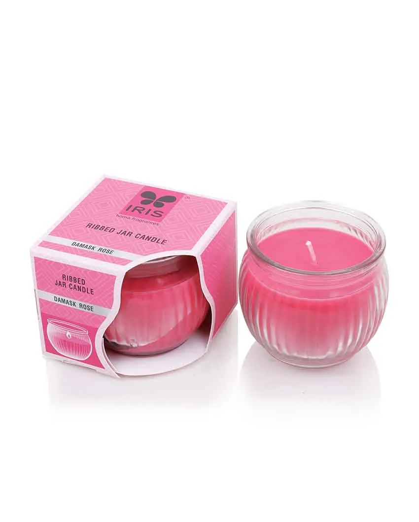 Home fragrances Ribbed Jar Candles | 110G | Set of 4 | Multiple Fragrances | 7.6 x 7.6 cm / 3 x 3 inches