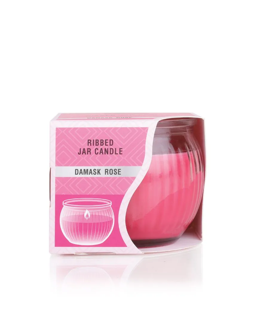 Home fragrances Ribbed Jar Candles | 110G | Set of 4 | Multiple Fragrances | 7.6 x 7.6 cm / 3 x 3 inches
