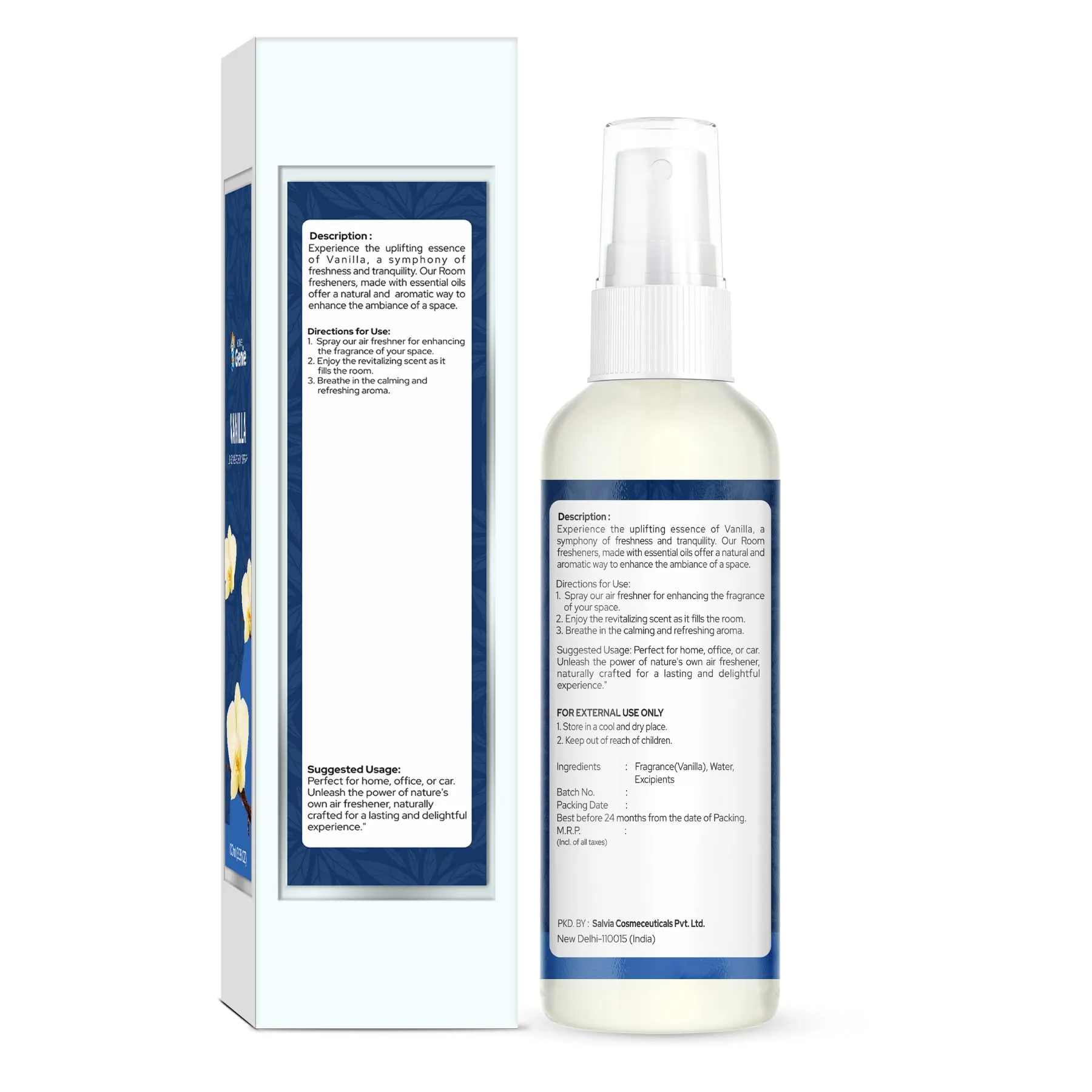 Home Genie Vanilla Linen And Room Spray Air Freshener | Long Lasting Aromatic Scent | Made With Essential Oils - 100ml / 3.38 fl oz