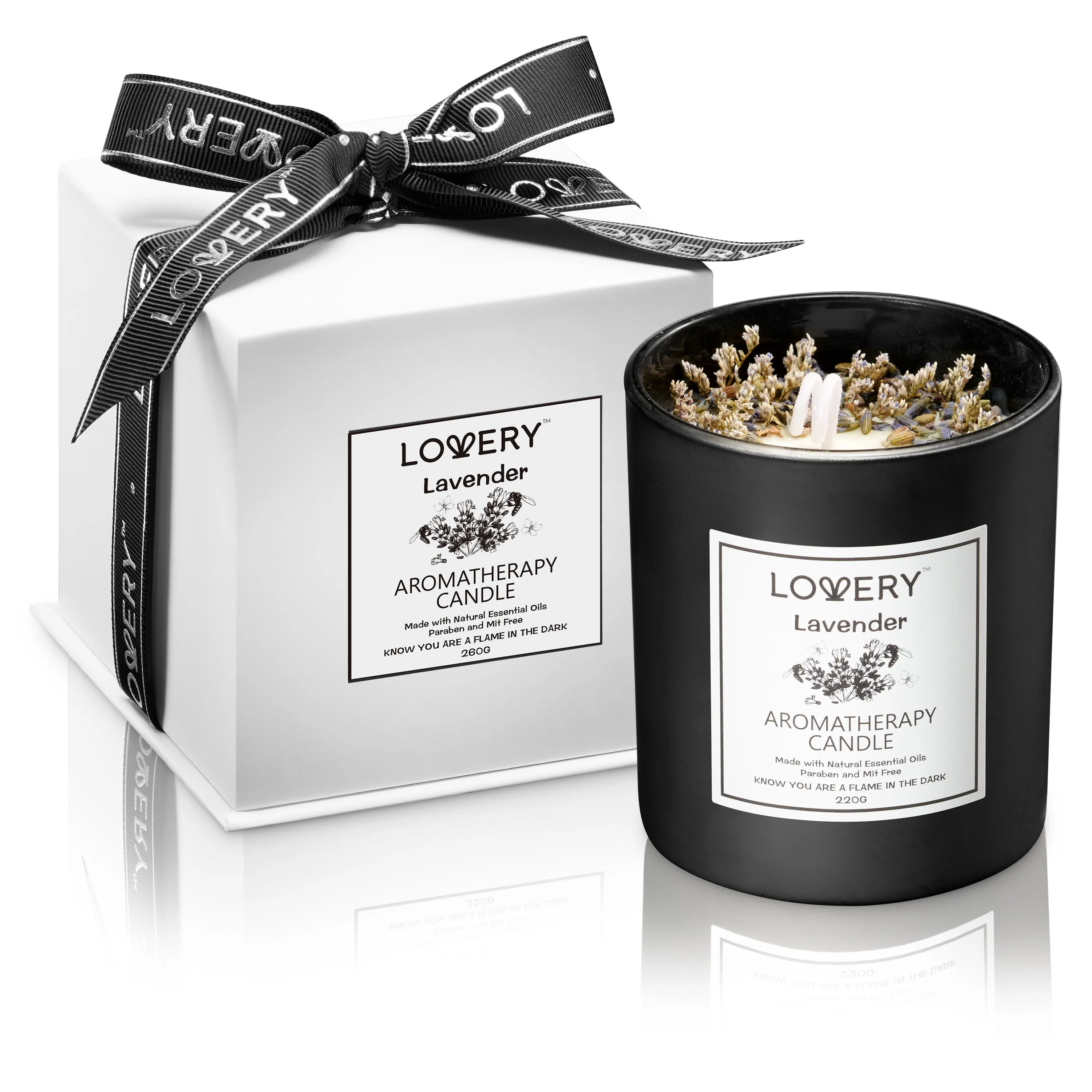 Lavender Scented Candle with Dried Flowers - 9oz Soy Wax Home Candle