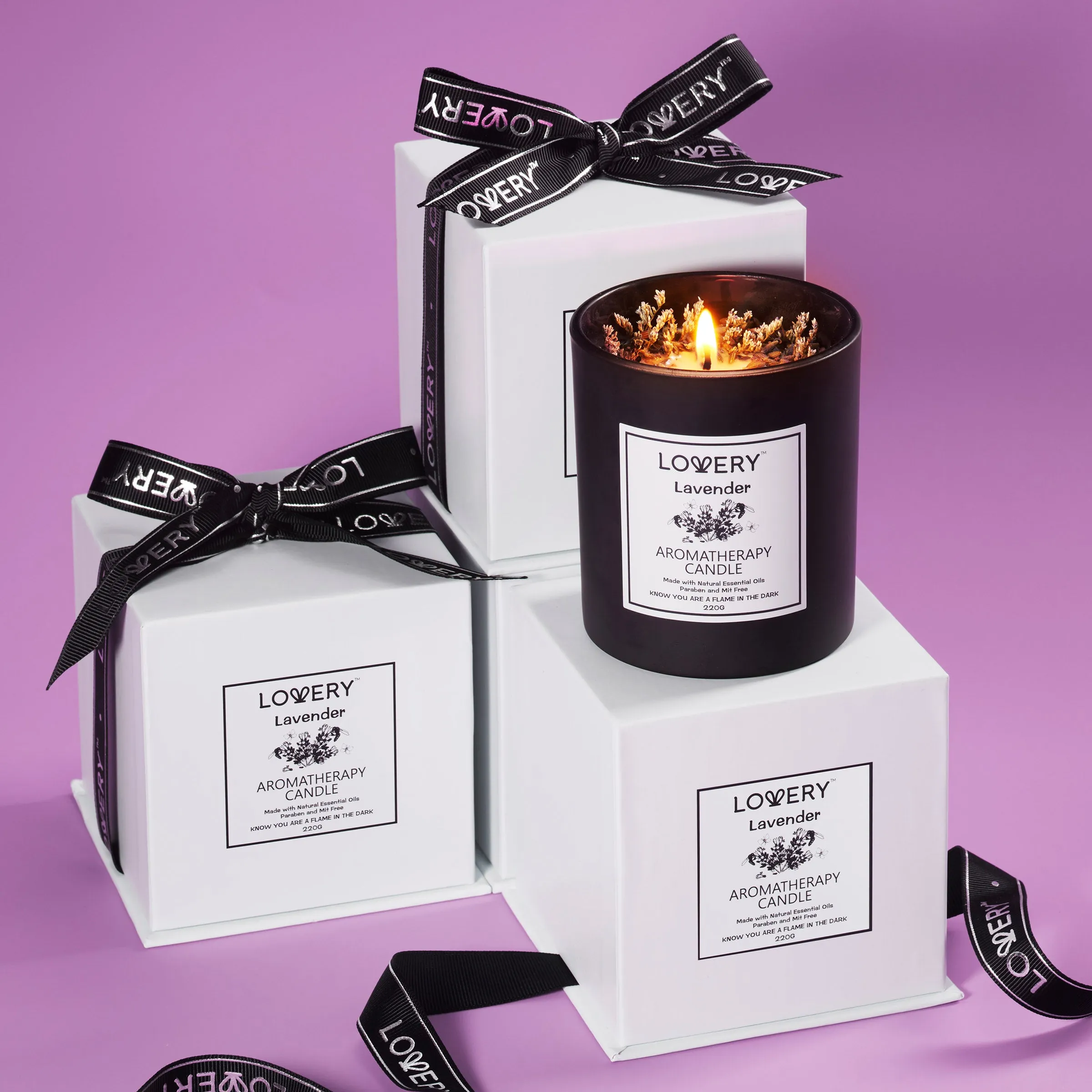 Lavender Scented Candle with Dried Flowers - 9oz Soy Wax Home Candle