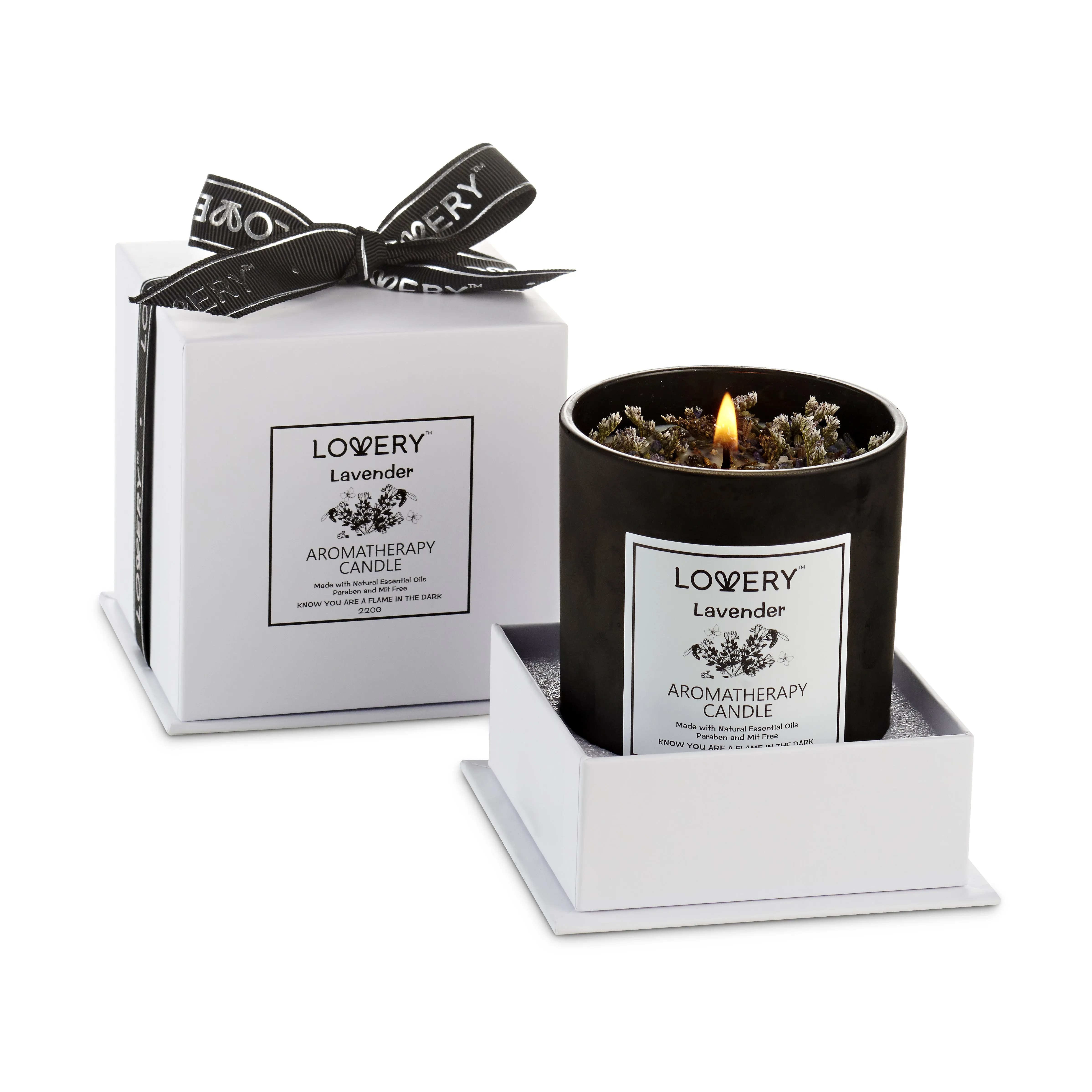 Lavender Scented Candle with Dried Flowers - 9oz Soy Wax Home Candle