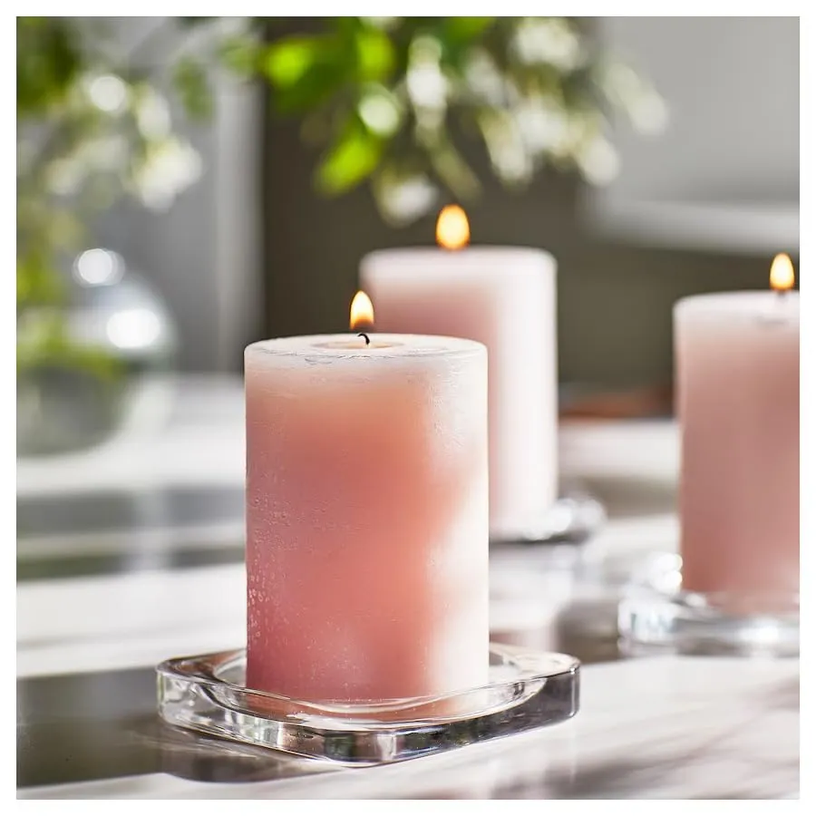 LUGNARE Scented Pillar Candles, Jasmine/Pink, 30 Hours Burn Time, Set of 3