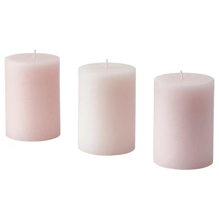 LUGNARE Scented Pillar Candles, Jasmine/Pink, 30 Hours Burn Time, Set of 3
