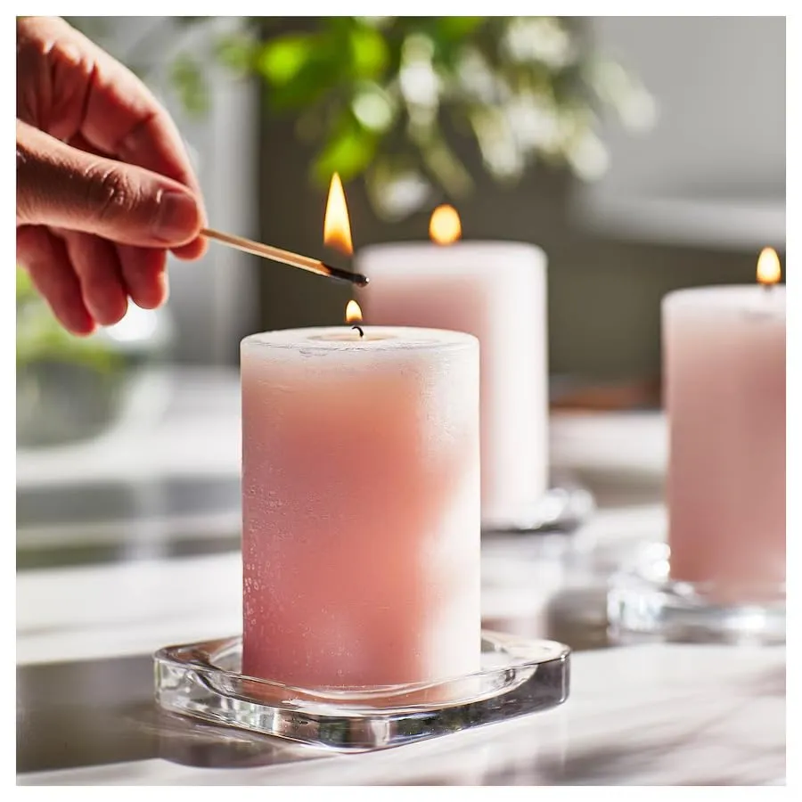 LUGNARE Scented Pillar Candles, Jasmine/Pink, 30 Hours Burn Time, Set of 3