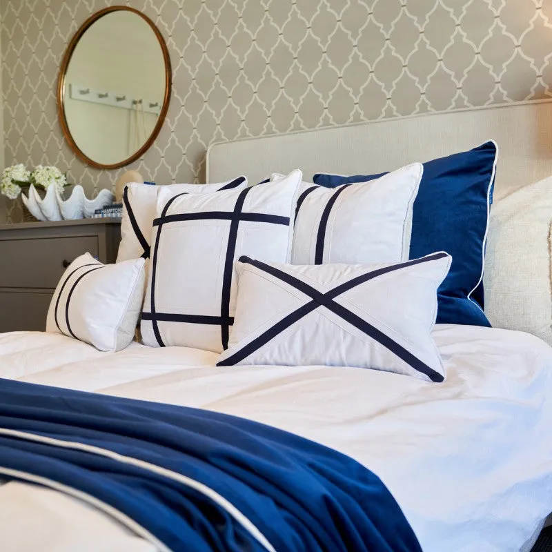 Mirage Haven Riley Cross Dark Blue and White 30x50cm Cushion Cover