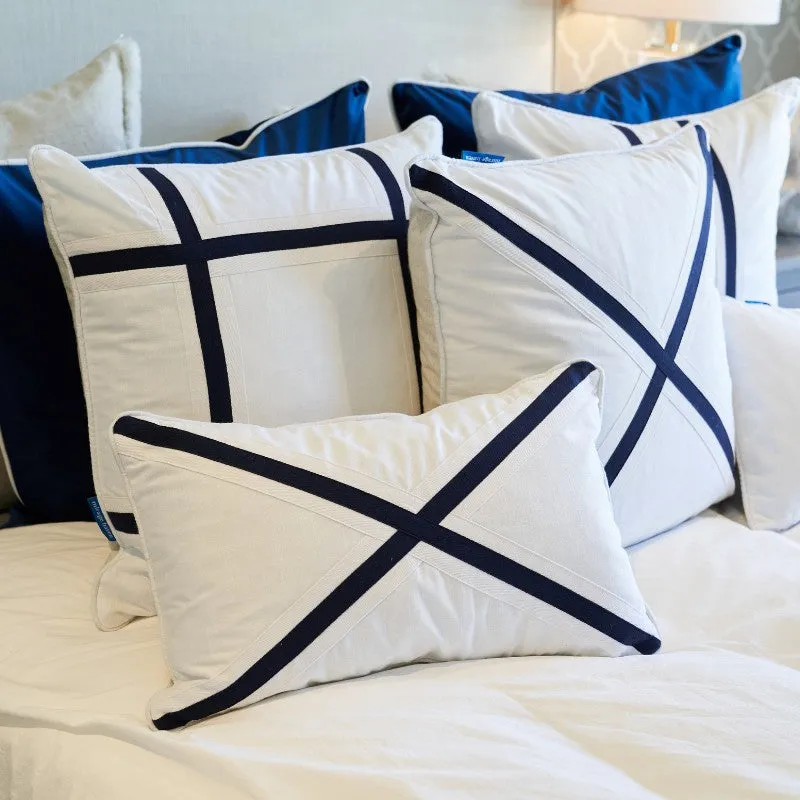 Mirage Haven Riley Cross Dark Blue and White 30x50cm Cushion Cover