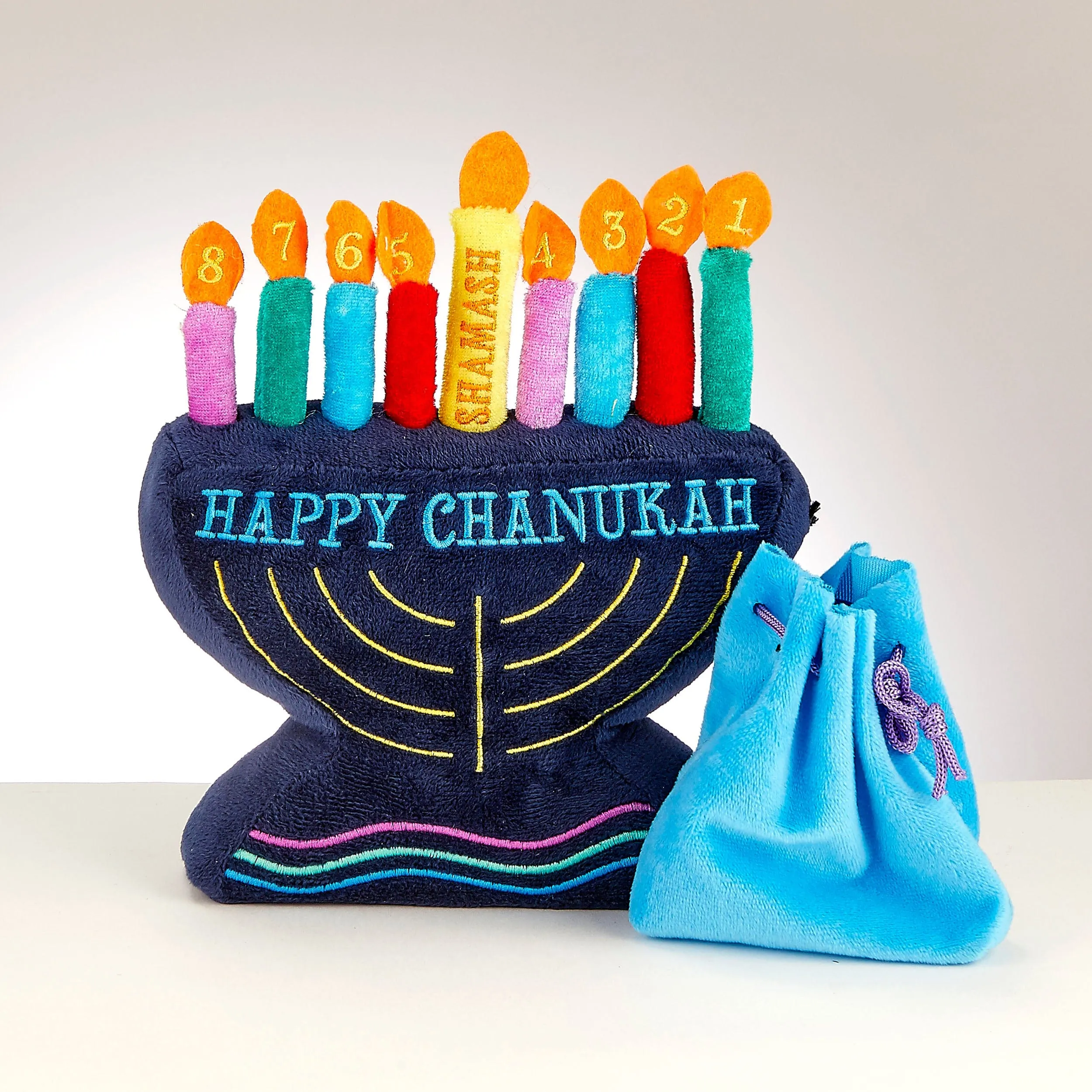 My Soft Menorah Set™,with Removable Candles, Plush, 7", Tag