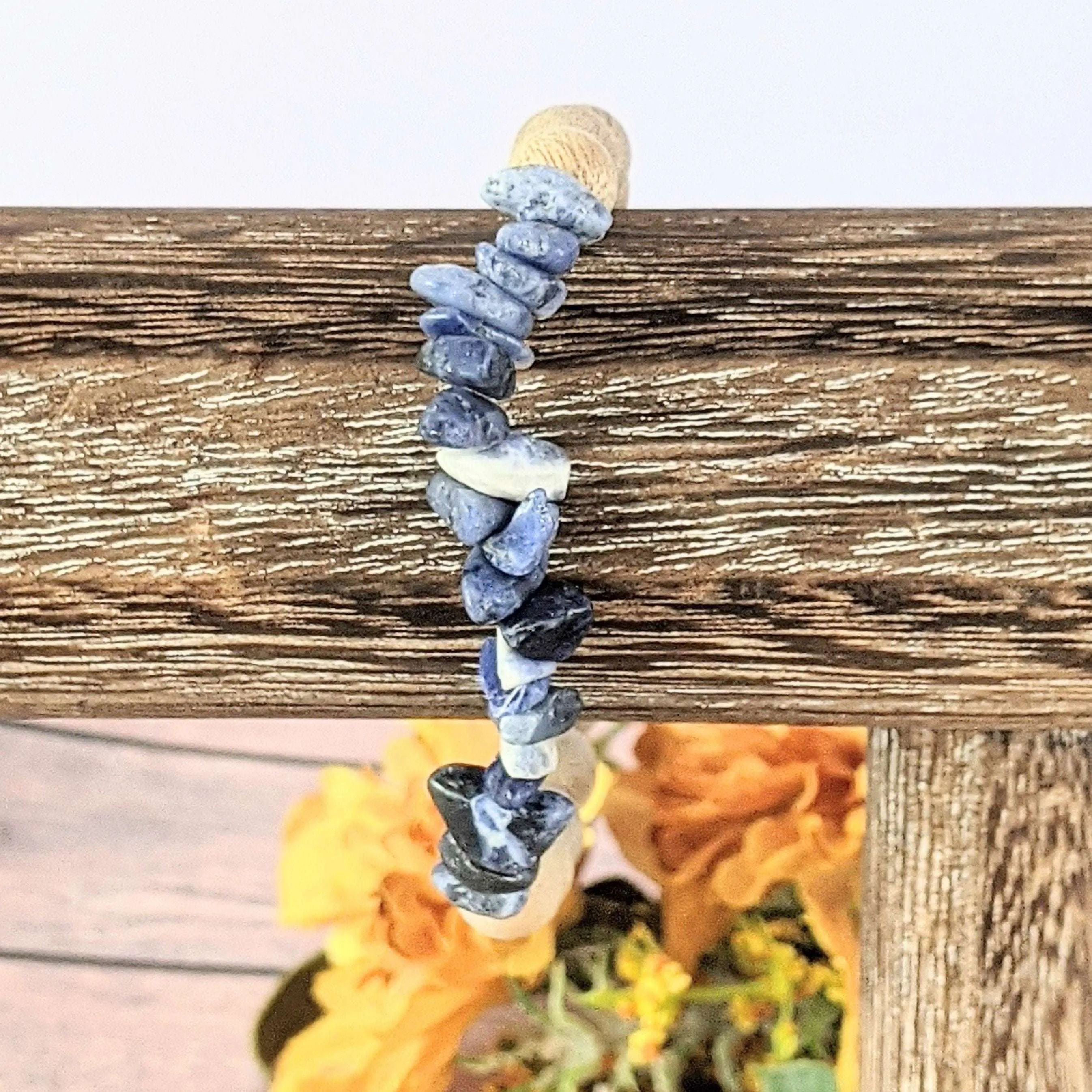 Natural Sodalite Gemstone Chip Diffuser Bracelet- Motivation Bracelet