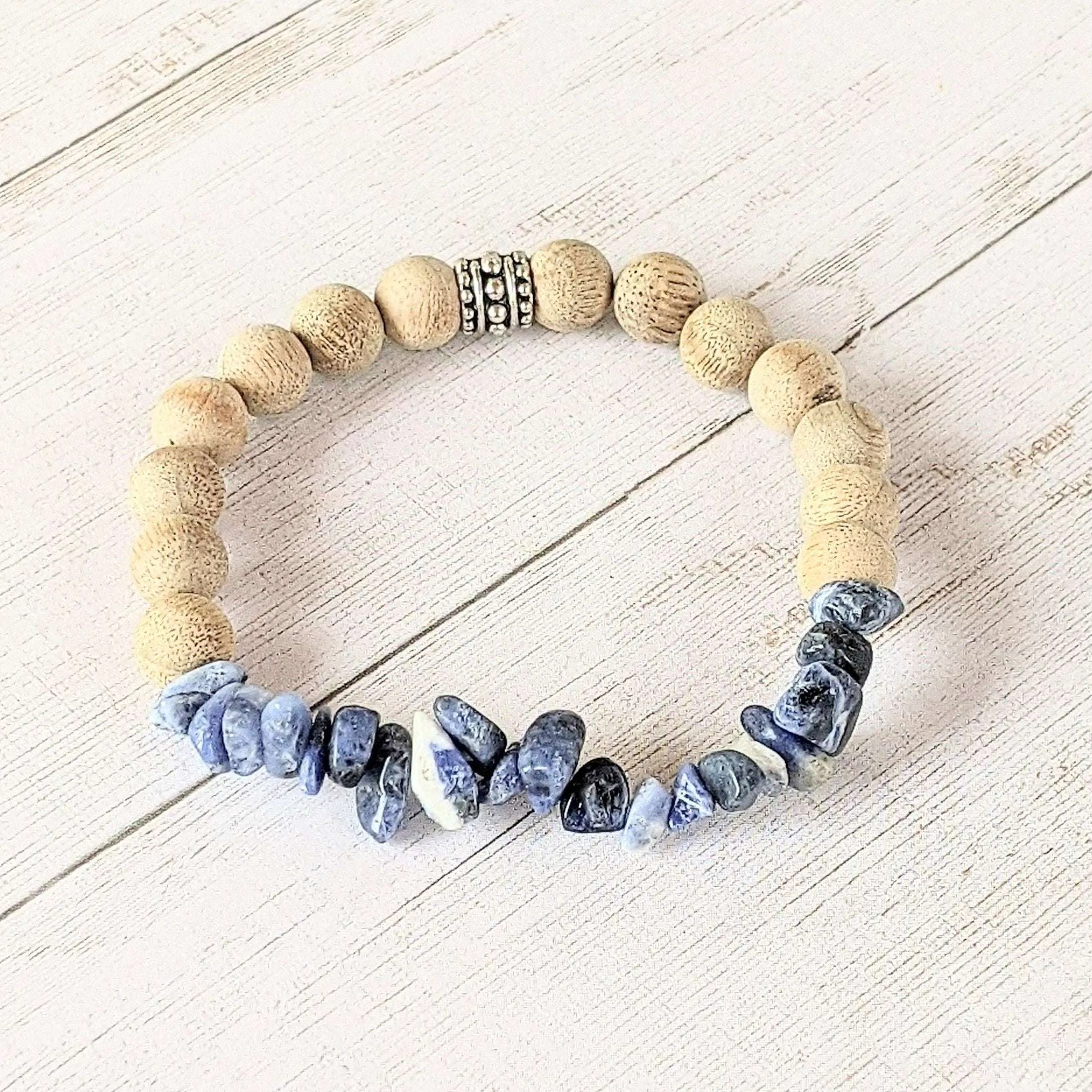 Natural Sodalite Gemstone Chip Diffuser Bracelet- Motivation Bracelet