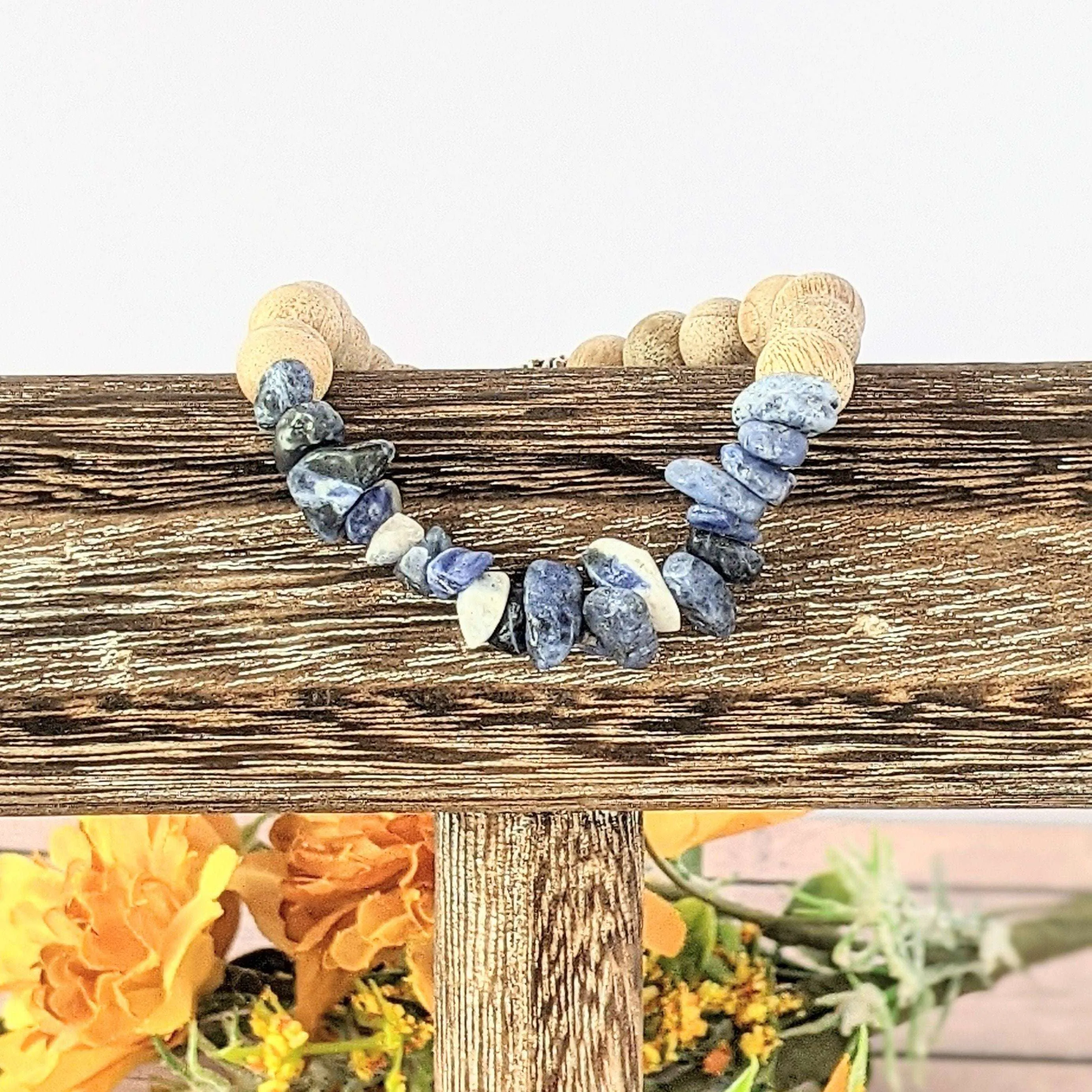 Natural Sodalite Gemstone Chip Diffuser Bracelet- Motivation Bracelet