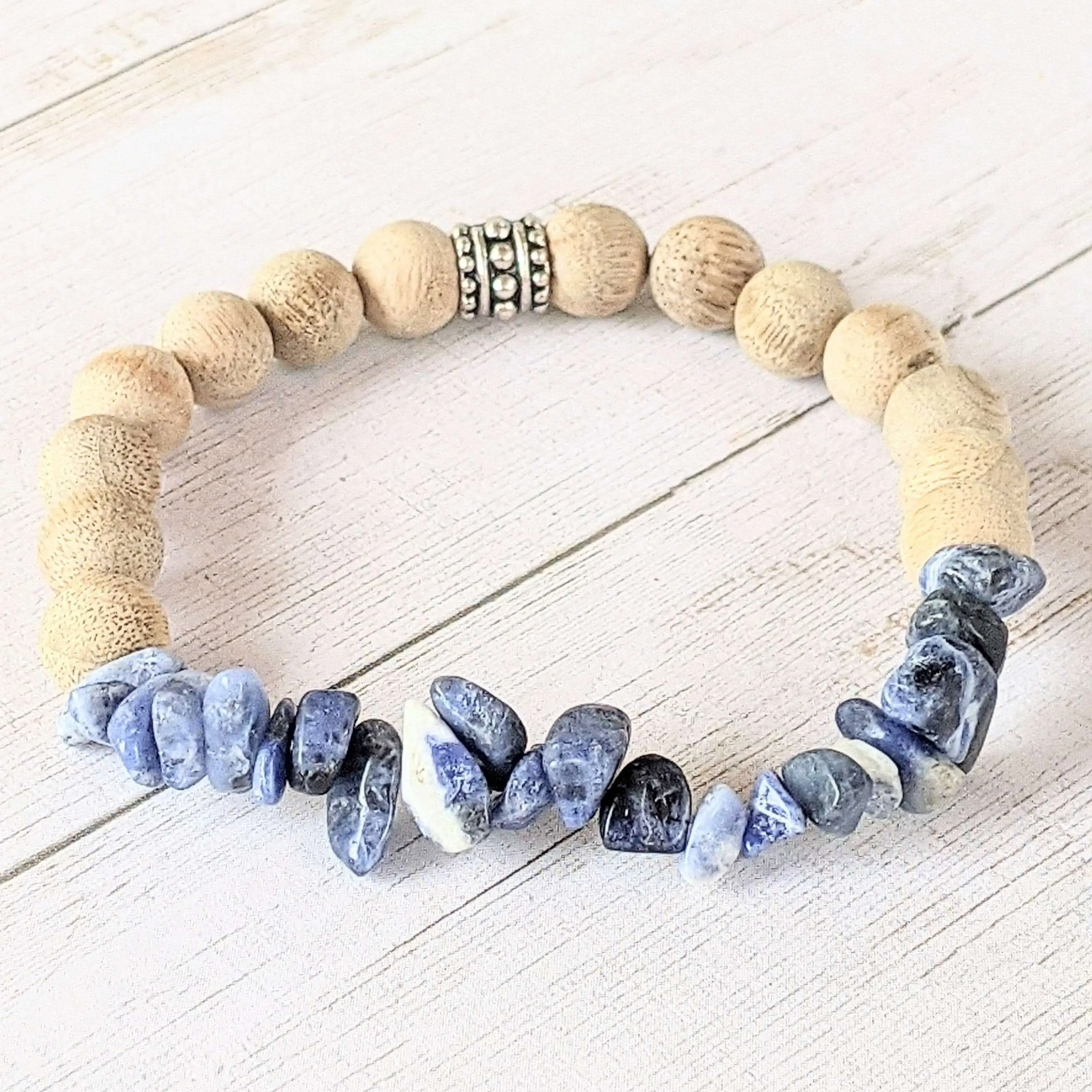 Natural Sodalite Gemstone Chip Diffuser Bracelet- Motivation Bracelet