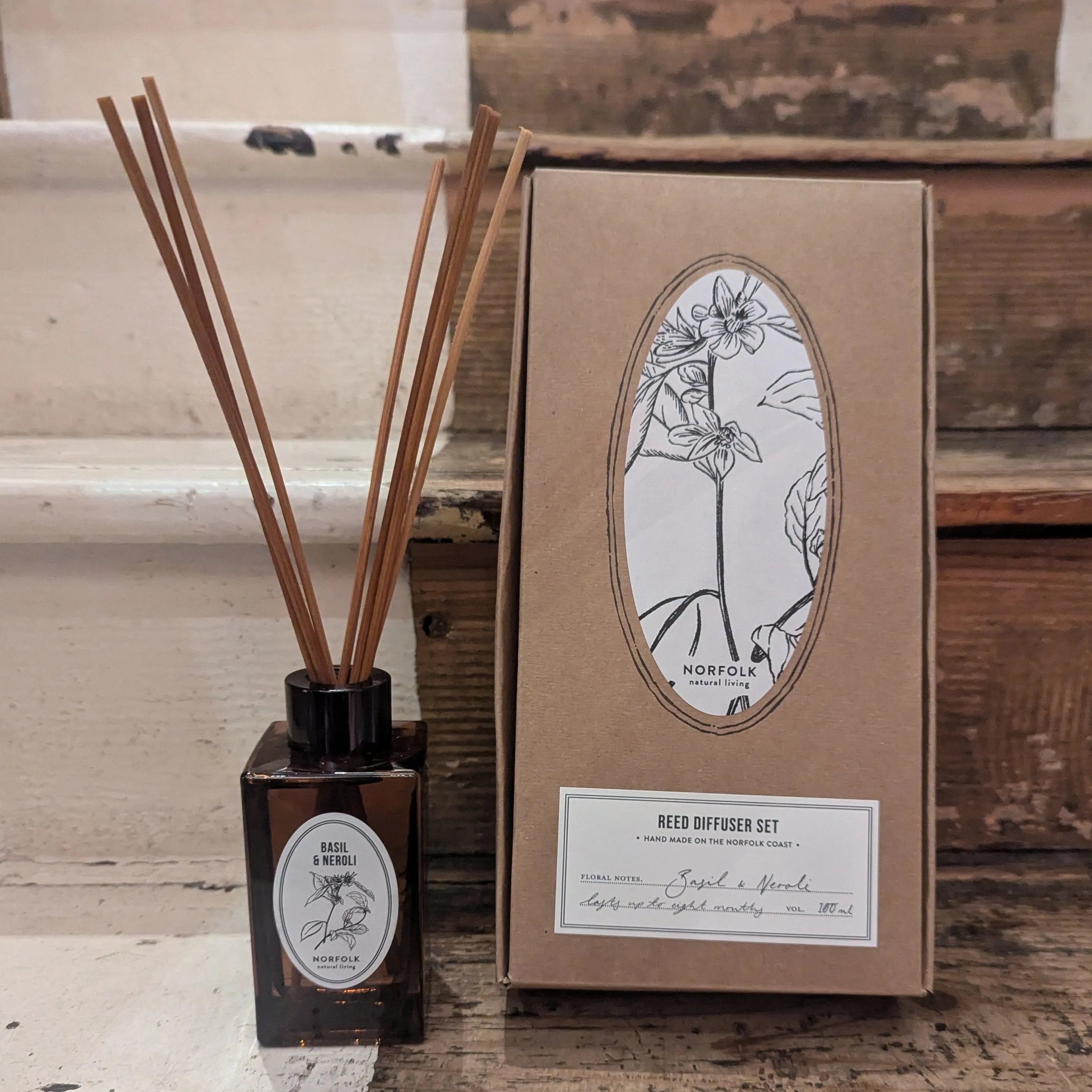 Norfolk Natural Living - Natural Reed Diffuser - Basil & Neroli