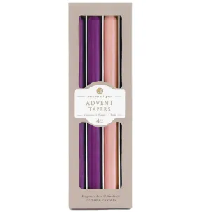 Northern Lights Advent Taper Candles – 3 Purple / 1 Soft Pink